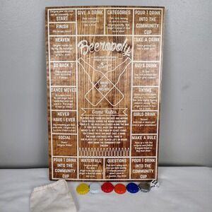 Beeropoly Wooden Wood Drinking Game 11 1/4" x 17"